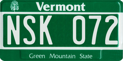 VT license plate NSK072