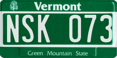 VT license plate NSK073