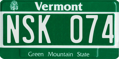 VT license plate NSK074