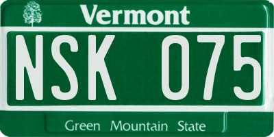 VT license plate NSK075