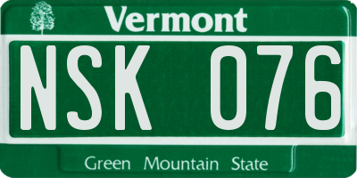 VT license plate NSK076