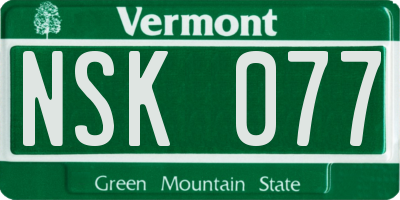 VT license plate NSK077