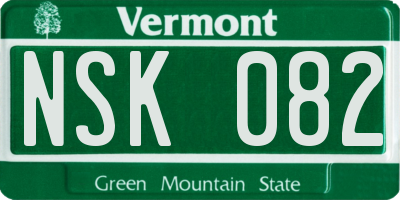 VT license plate NSK082