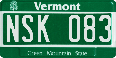 VT license plate NSK083