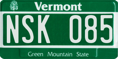 VT license plate NSK085