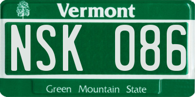 VT license plate NSK086