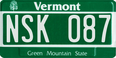VT license plate NSK087