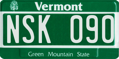 VT license plate NSK090