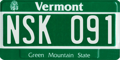 VT license plate NSK091