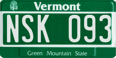 VT license plate NSK093