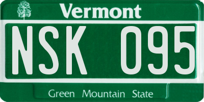 VT license plate NSK095