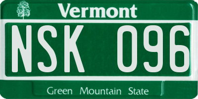 VT license plate NSK096