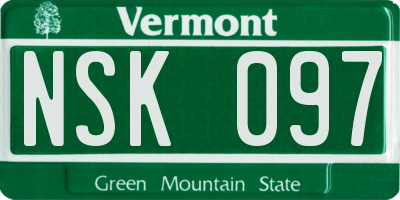VT license plate NSK097