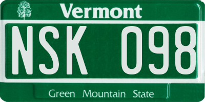 VT license plate NSK098