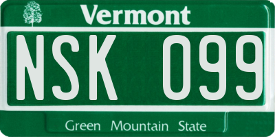 VT license plate NSK099