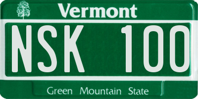 VT license plate NSK100