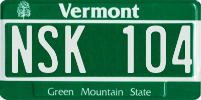 VT license plate NSK104