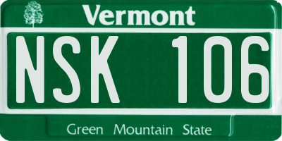 VT license plate NSK106