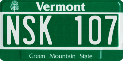 VT license plate NSK107
