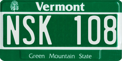 VT license plate NSK108