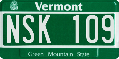 VT license plate NSK109