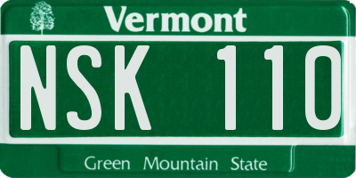VT license plate NSK110