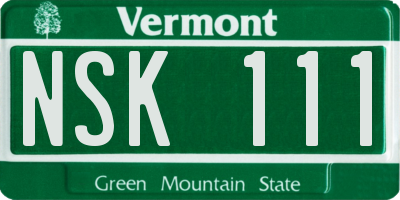VT license plate NSK111