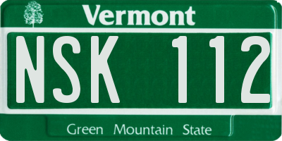 VT license plate NSK112