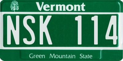 VT license plate NSK114