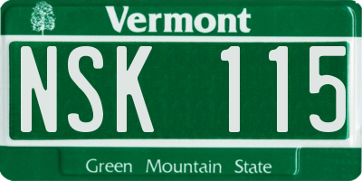 VT license plate NSK115
