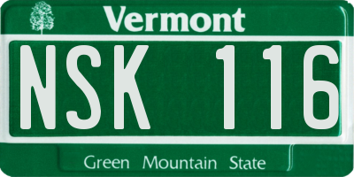 VT license plate NSK116