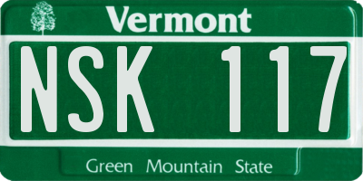 VT license plate NSK117