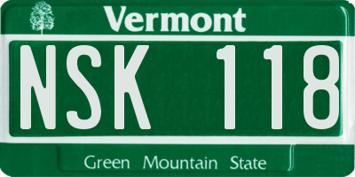 VT license plate NSK118