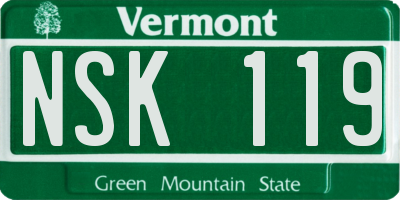VT license plate NSK119