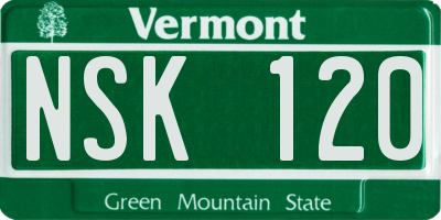 VT license plate NSK120