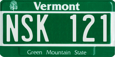 VT license plate NSK121