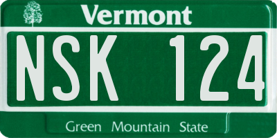 VT license plate NSK124