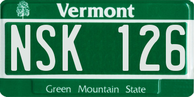 VT license plate NSK126