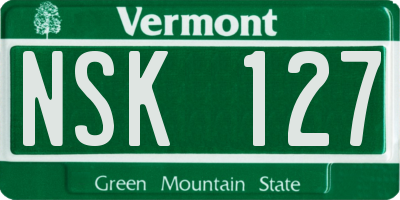 VT license plate NSK127