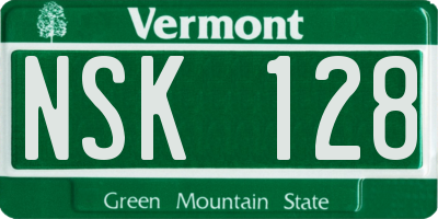 VT license plate NSK128
