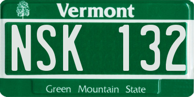 VT license plate NSK132