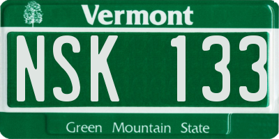 VT license plate NSK133