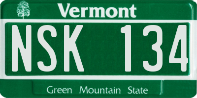 VT license plate NSK134