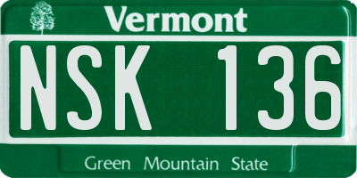 VT license plate NSK136
