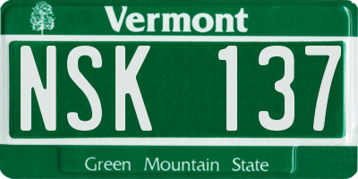 VT license plate NSK137