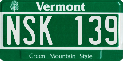 VT license plate NSK139