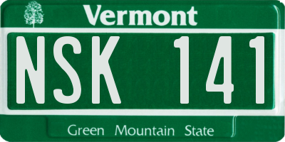 VT license plate NSK141
