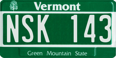 VT license plate NSK143