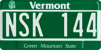 VT license plate NSK144
