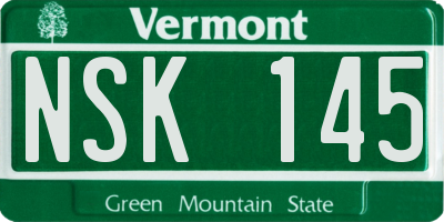 VT license plate NSK145